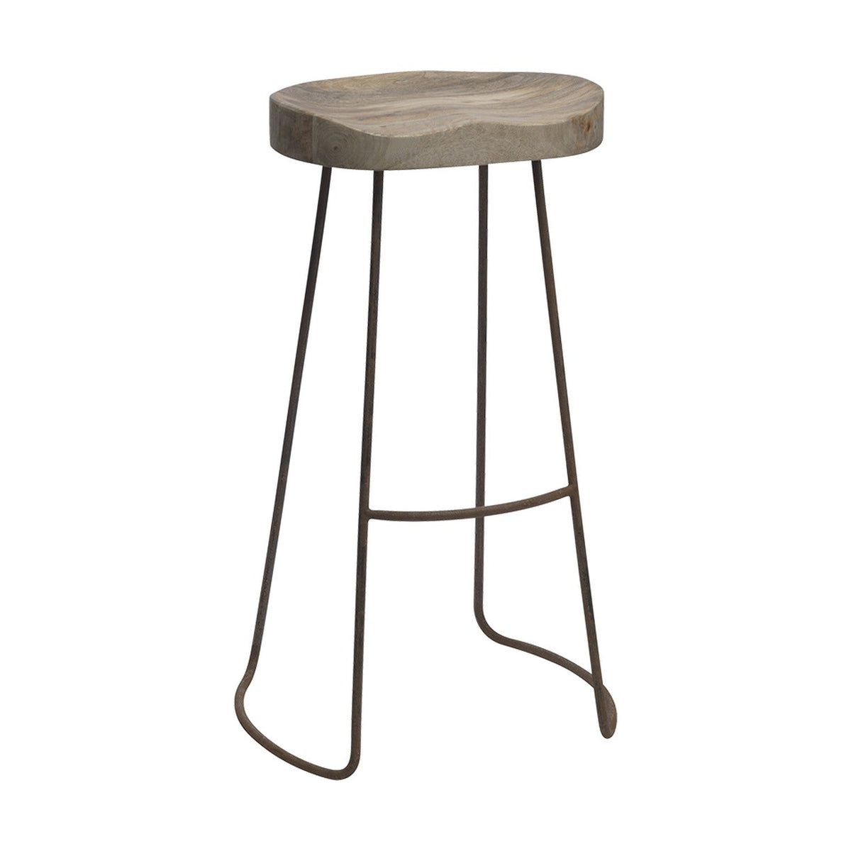 Loko Mango Wood & Iron Stool - Natural