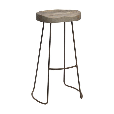 Loko Mango Wood & Iron Stool - Natural