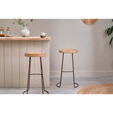 Loko Mango Wood & Iron Stool - Natural