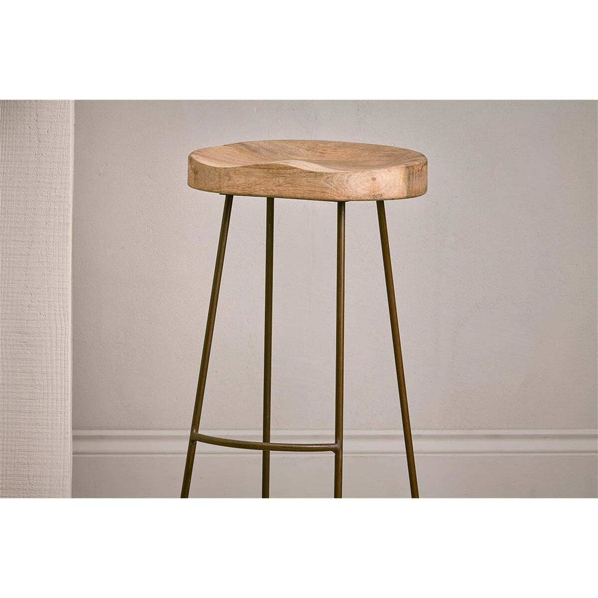 Loko Mango Wood & Iron Stool - Natural