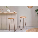 Loko Mango Wood & Iron Stool - Natural