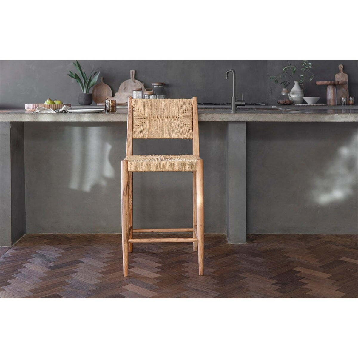 Lohanda Acacia & Munja Grass Counter Stool - Natural