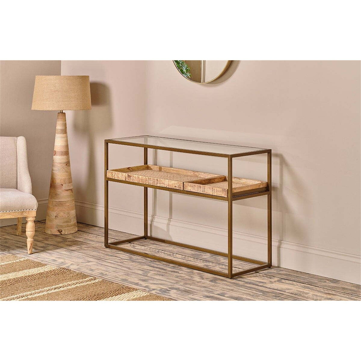 Luzon Display Console Table - Brass