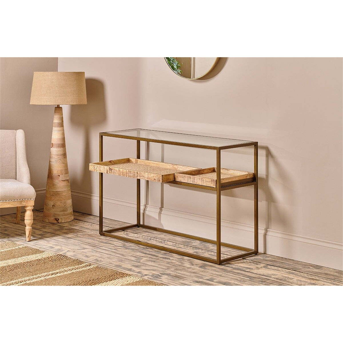 Luzon Display Console Table - Brass