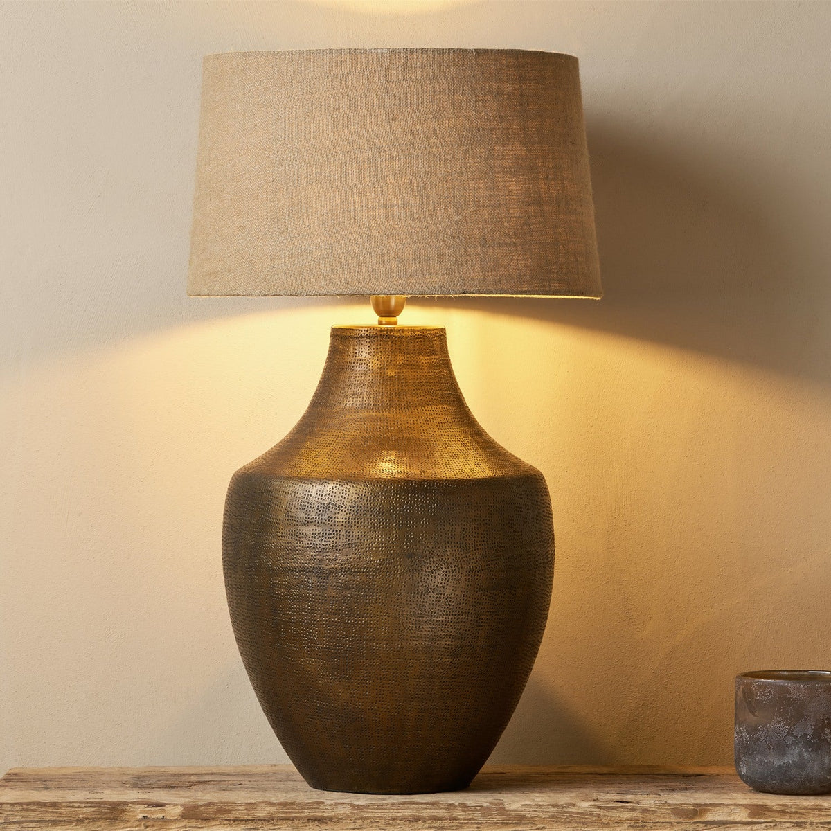 Tanda Extra Large Etched Lamp Base - Antique Brass