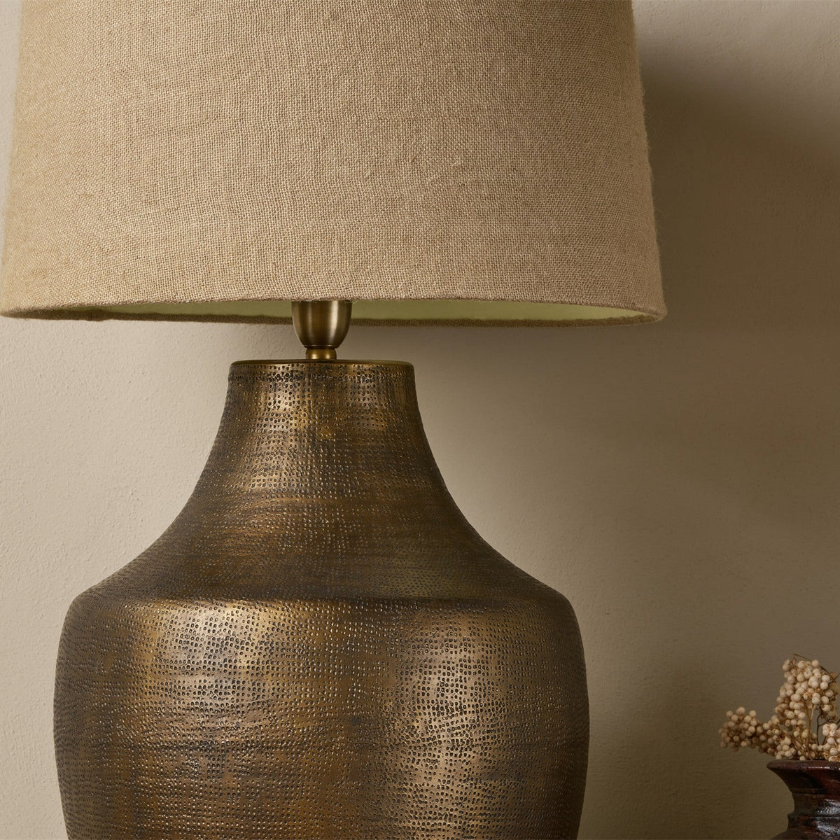 Tanda Extra Large Etched Lamp Base - Antique Brass