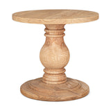 Laya Round Carved Mango Wood Side Table - Natural