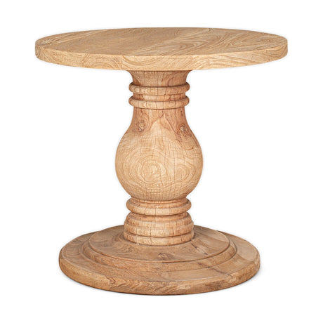 Laya Round Carved Mango Wood Side Table - Natural