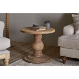 Laya Round Carved Mango Wood Side Table - Natural