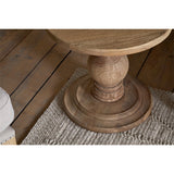 Laya Round Carved Mango Wood Side Table - Natural