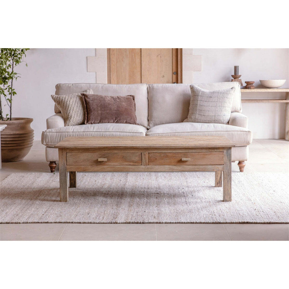 Laali Grooved Mango Wood Coffee Table - Natural