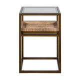 Luzon Glass & Iron Display Side Table - Brass