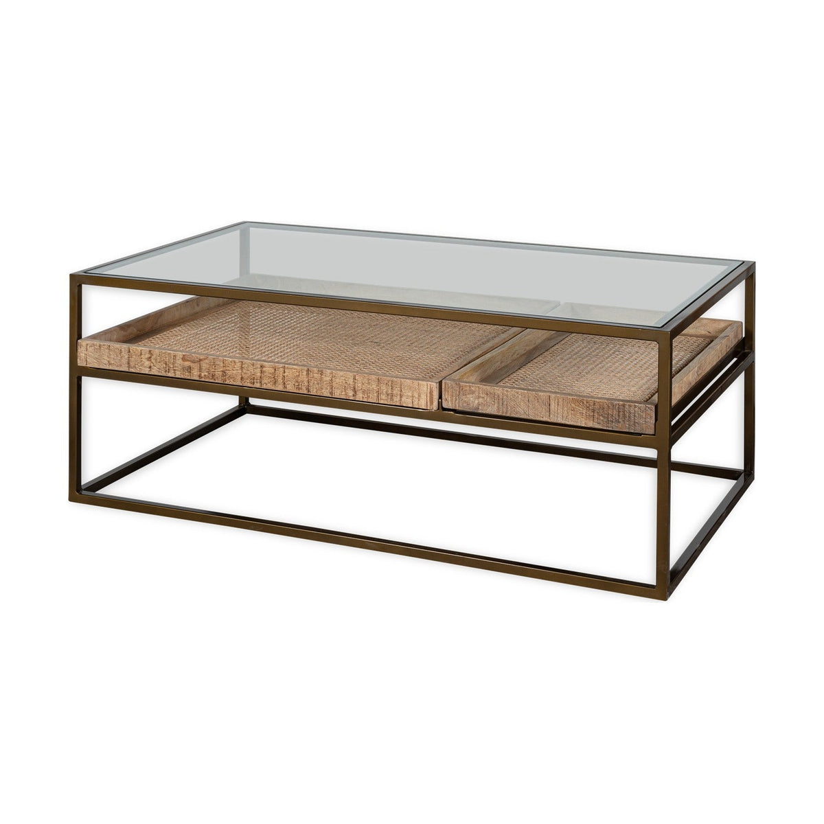 Luzon Iron & Mango Wood Display Coffee Table - Brass