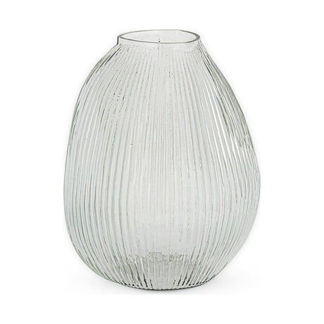 Linsy Small Ribbed Recycled Glass Vase - Clear