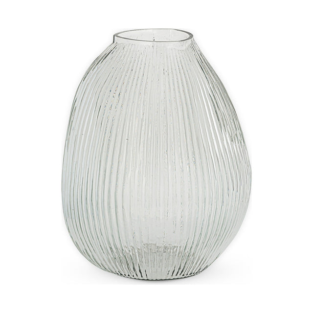 Linsy Small Ribbed Recycled Glass Vase - Clear