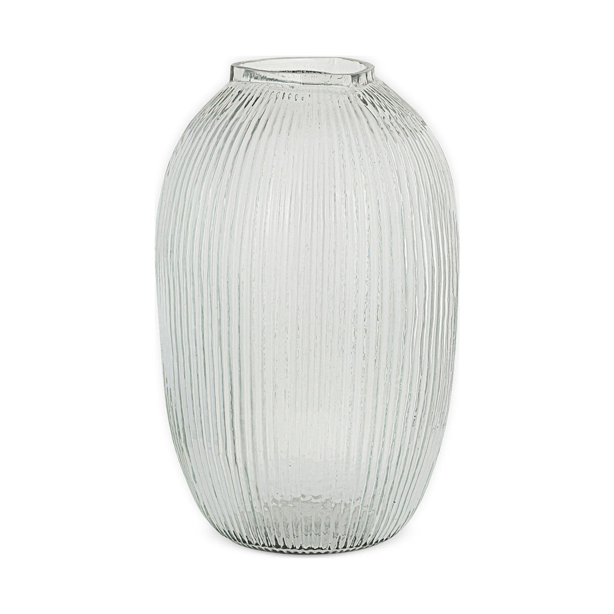 Linsy Large Ribbed Glass Vase - Clear