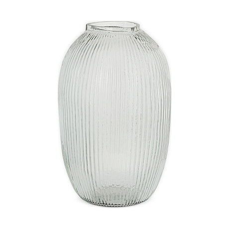 Linsy Large Ribbed Glass Vase - Clear
