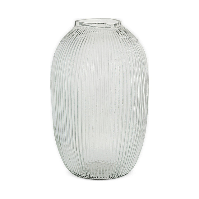 Linsy Large Ribbed Glass Vase - Clear