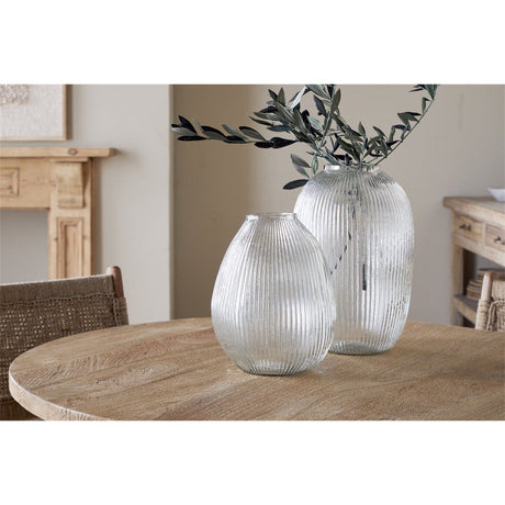 Linsy Large Ribbed Glass Vase - Clear