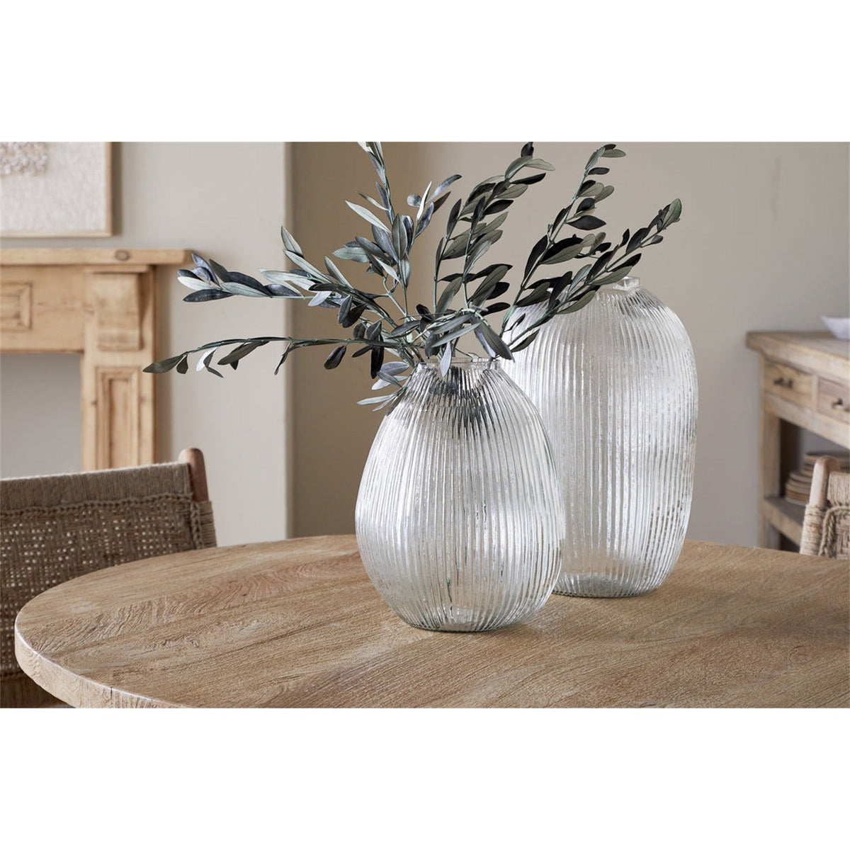 Linsy Large Ribbed Glass Vase - Clear