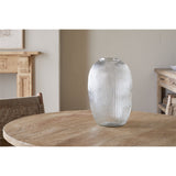 Linsy Large Ribbed Glass Vase - Clear