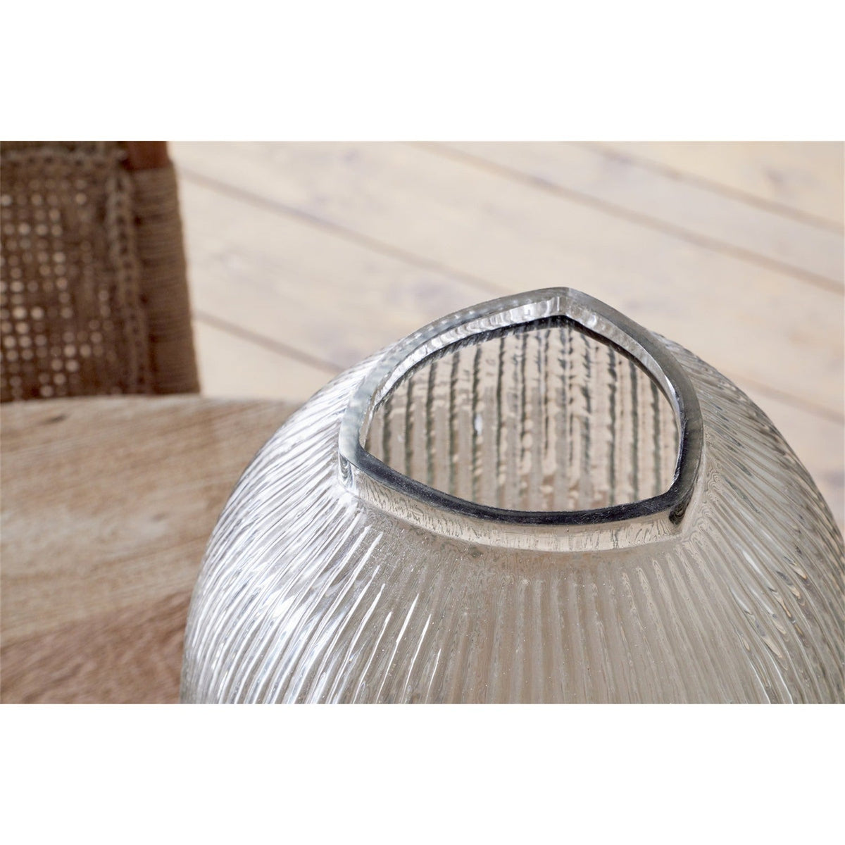 Linsy Large Ribbed Glass Vase - Clear