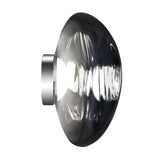 The Lava Large LED Wall & Ceiling Light - Silver features a sleek, dome-shaped glass cover and metallic base with ambient illumination, shown here against a plain white background.
