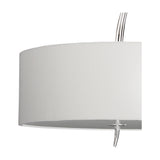 Eve 3 Light E27 Pendant Light 50cm, close-up of the ribbed white drum shade with polished chrome suspension rods and lampholders visible, on a plain white background.