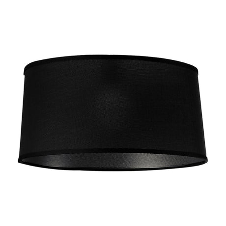 Nordica Lamp Shade 45cm in black Teslin cloth, a wide fabric drum shade with an E27 fitting hole, shown on a plain white background.