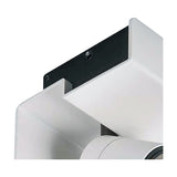 Close-up of the Bocaray Spot Wall Light in matt white aluminium with a black mounting bracket and visible fixing screws, showing the adjustable cylindrical spot head against a plain white background.