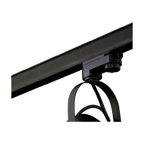 Aruba Track Light 95mm in black, showing the adjustable swivel head with E27 socket mounted on a track rail, set against a plain white background.