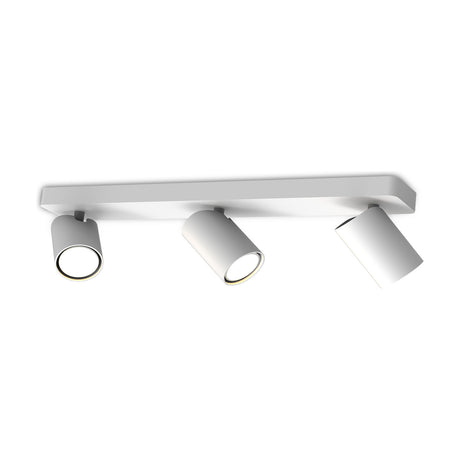 Sal 3 Light GU10 Linear Spotlight, 48cm matt white bar with three adjustable cylindrical heads, shown on a plain white background.