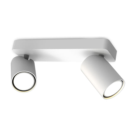 Sal 2 Light GU10 Linear Spotlight in matt white, 25cm bar with two adjustable cylindrical heads, shown on a plain white background.