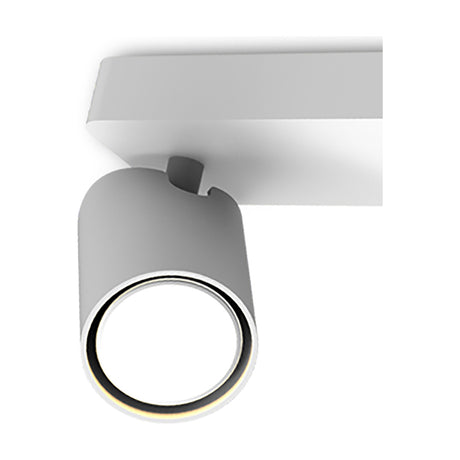 Close-up of the Sal 2 Light GU10 Linear Spotlight in matt white, showing one cylindrical adjustable head on the slim bar against a plain white background.