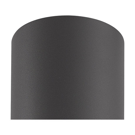 Volcano 2 Light IP54 Outdoor Wall Light in graphite, a slim curved-top aluminium fixture for E27 lamps, shown close up on a plain white background.