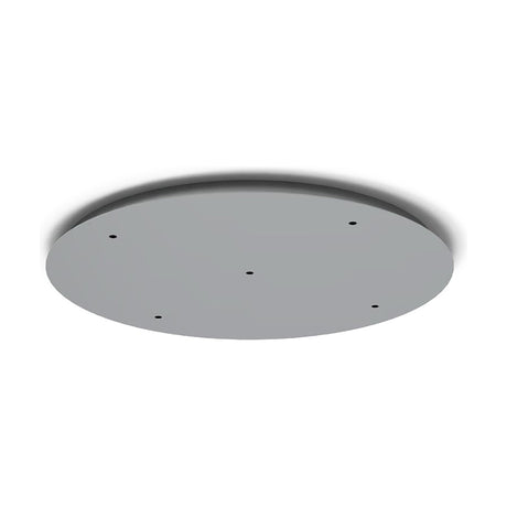 Jarras 5 Light Pendant Kit 75cm ceiling canopy in polished chrome, a wide circular steel plate with five pre-drilled mounting holes, shown on a plain white background.