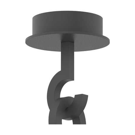 Maya E27 ceiling light in anthracite finish with round ceiling plate and sculptural curved aluminium stem, shown against a plain white background.
