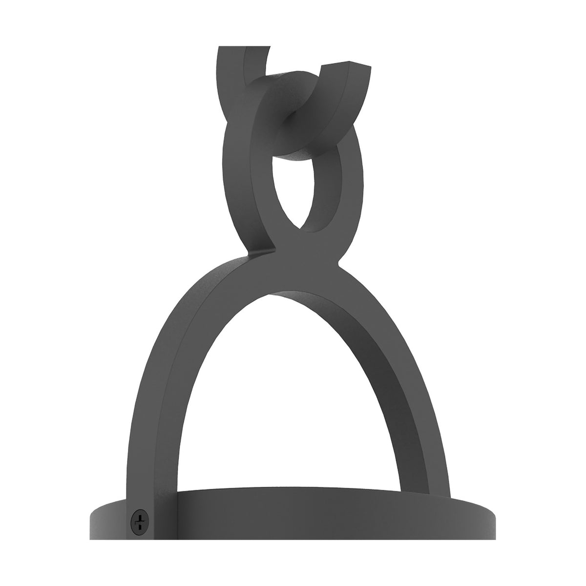 Maya E27 ceiling light in anthracite, 18cm diameter, with a sculptural arched aluminium frame and curved knotted top detail, shown on a plain white background.