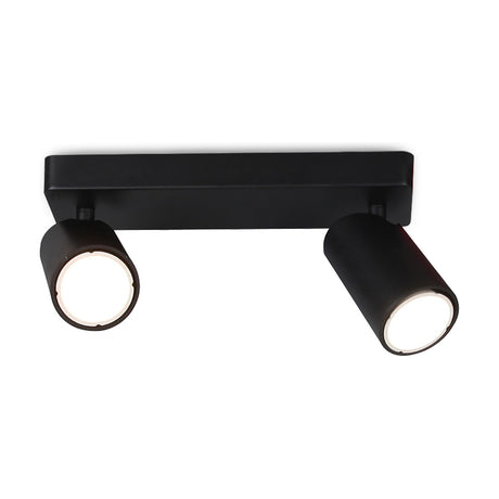 Sal 2 Light GU10 Linear Spotlight, a 25cm matt black bar with two adjustable cylindrical heads, shown on a plain white background.