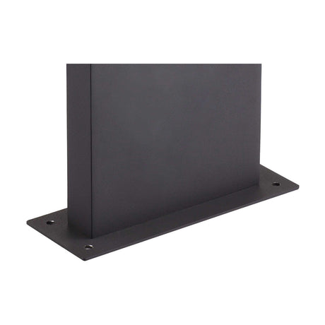 Ruka Floor Lamp base shown at an angle, slim rectangular anthracite aluminium post on a flat mounting plate with screw holes, set against a plain white background.