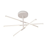 Torch Semi Flush Ceiling Light 73cm in sand white, with five slim LED bars in a crossed, star-like arrangement mounted close to a round ceiling plate, shown on a plain white background.