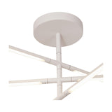 Torch Semi Flush Ceiling Light 73cm in sand white, close-up of the round ceiling plate and multiple angled LED arms with integrated warm white light strips, shown on a plain white background.