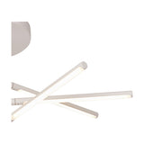 Torch Semi Flush Ceiling Light 73cm in sand white, showing crisscrossed linear LED arms with illuminated warm white diffusers against a plain white background.