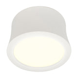 Gower Spotlight, a compact round surface ceiling light in sand white aluminium with an integrated 7W warm white LED, shown against a plain white background.