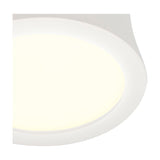 Close-up of the Gower Spotlight, a compact round LED ceiling spotlight in sand white with a recessed diffuser emitting warm white light.
