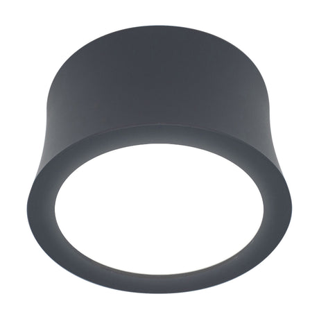 Gower Spotlight, a compact round LED downlight in sand black aluminium with an 80mm shallow cylindrical shade, shown at an angle on a plain white background.