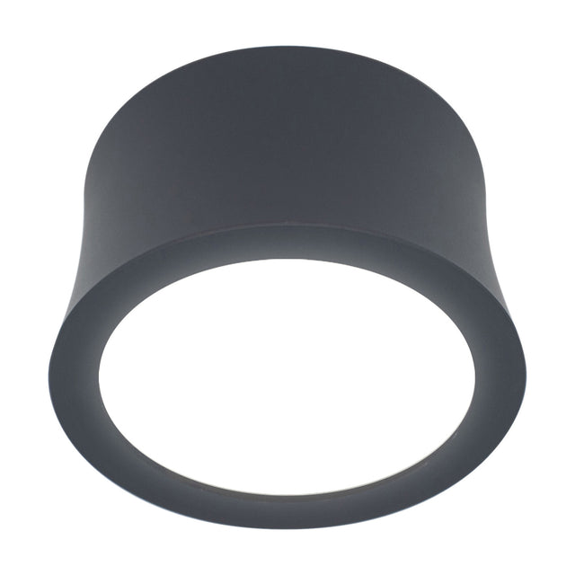 Gower Spotlight, a compact round LED downlight in sand black aluminium with an 80mm shallow cylindrical shade, shown at an angle on a plain white background.