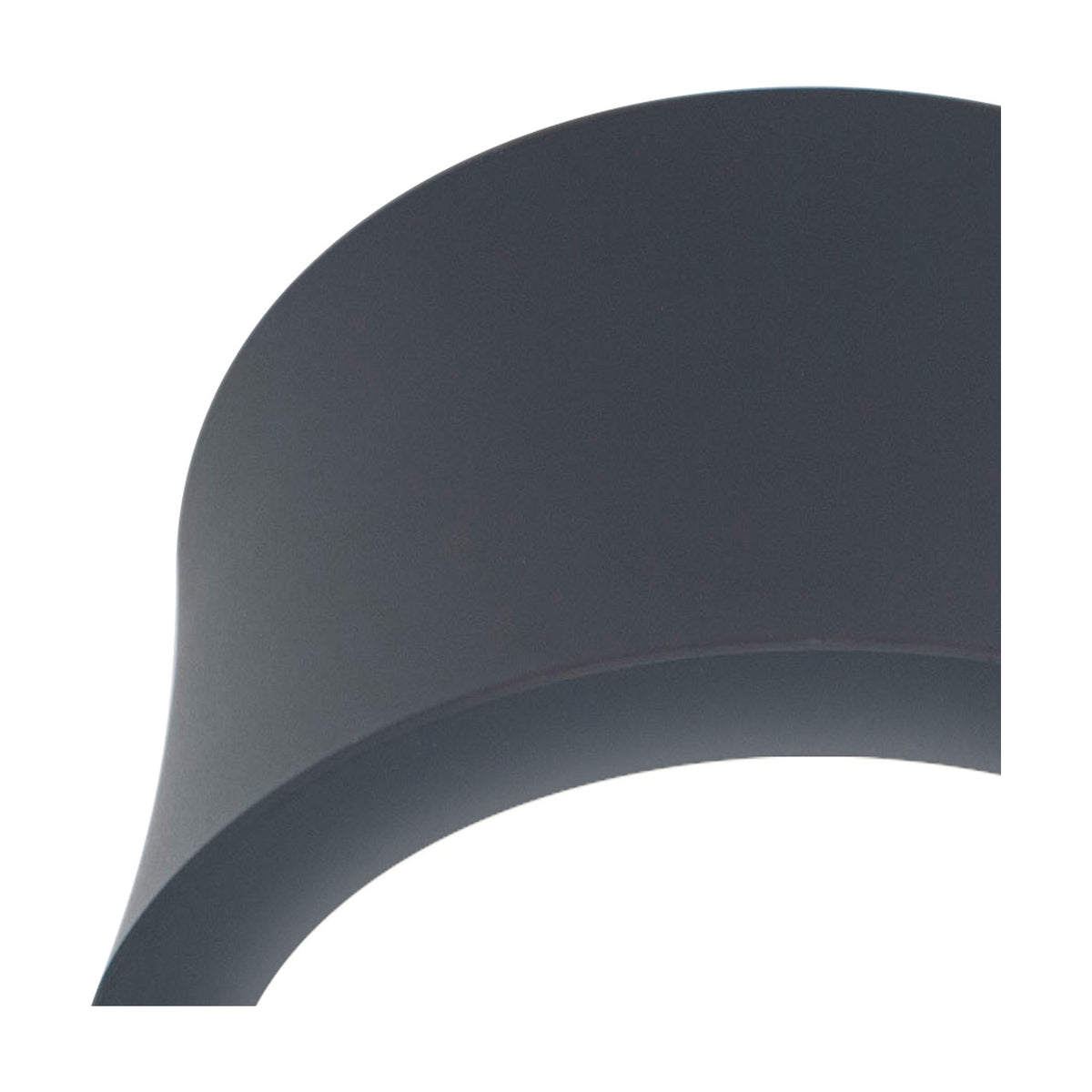 Close-up of the Gower Spotlight, a compact round LED spotlight head in sand black aluminium with a curved, shallow profile, shown on a plain white background.