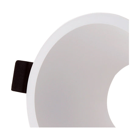 Close-up of the Lamborjini GU10 round spotlight in white, showing the 93mm funnel-shaped polycarbonate trim and black GU10 lampholder against a plain white background.