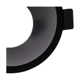 Close-up of the Lamborjini GU10 round spotlight, 93mm, in black polycarbonate with a stepped funnel-shaped inner profile and spring clip, on a plain white background.